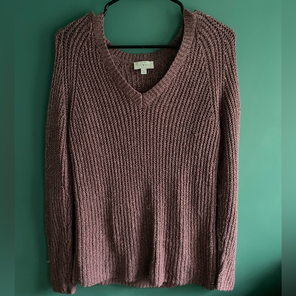 Lucky Brand Blush V-Neck Sweater, Size XS